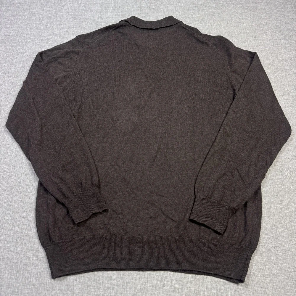 Orvis Pullover Sweater Mens M Brown Cotton Silk Cashmere Lightweight Collared